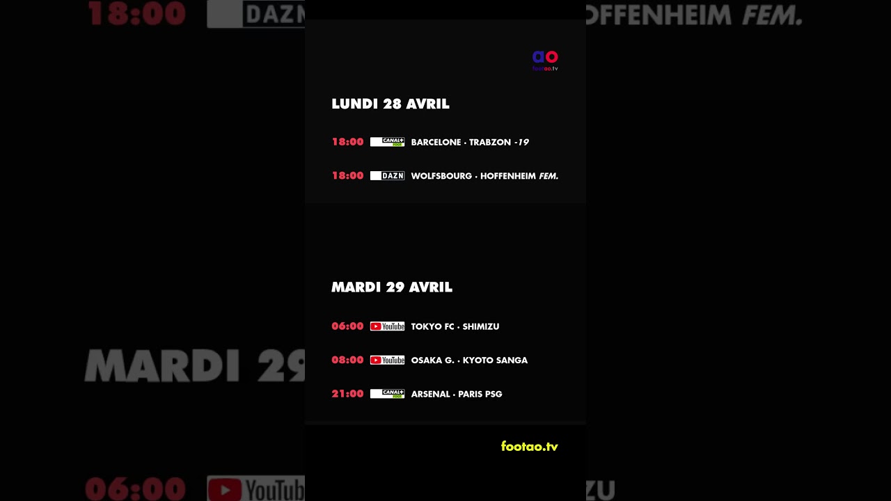 foot à la TV aujourd'hui lundi 28 avril. Programme TV foot ce soir #foot #TV #match #ProgrammeTV