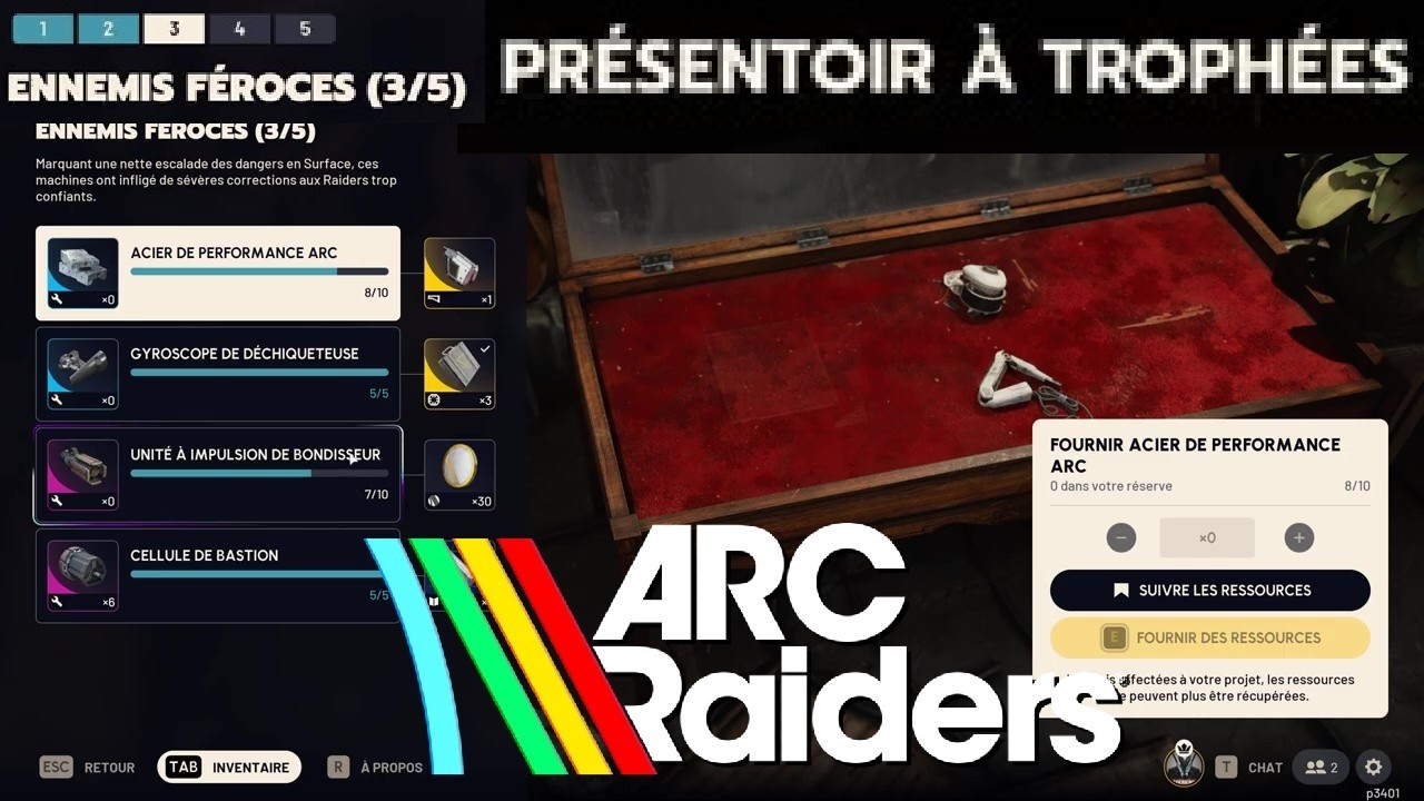 Acier Performance  - Gyroscope  ... ENNEMIS FÉROCE 3/5 PROJET PRÉSENTOIR À TROPHÉES ARC RAIDERS