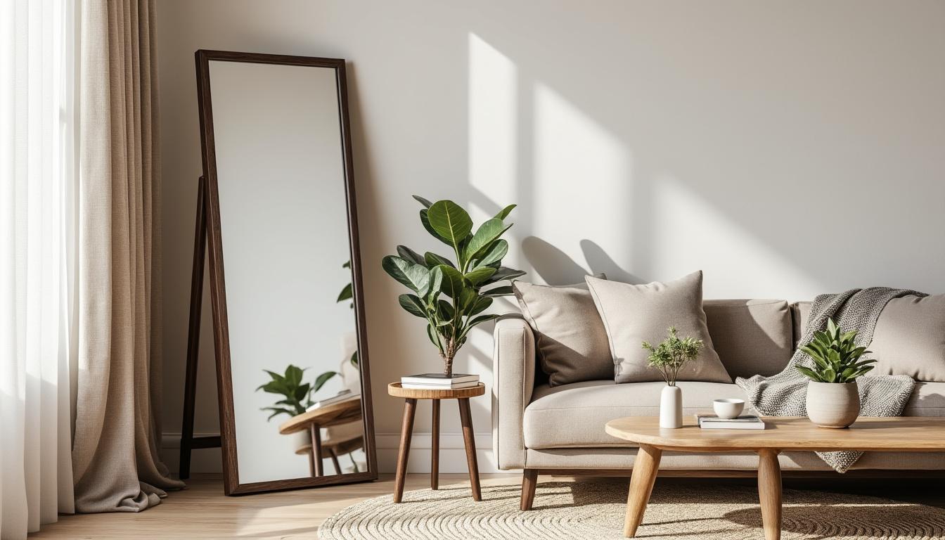 découvrez notre miroir sur pied xxl design à moins de 60 € chez maxi bazar, l’astuce idéale pour agrandir visuellement votre espace tout en apportant une touche déco élégante et moderne.